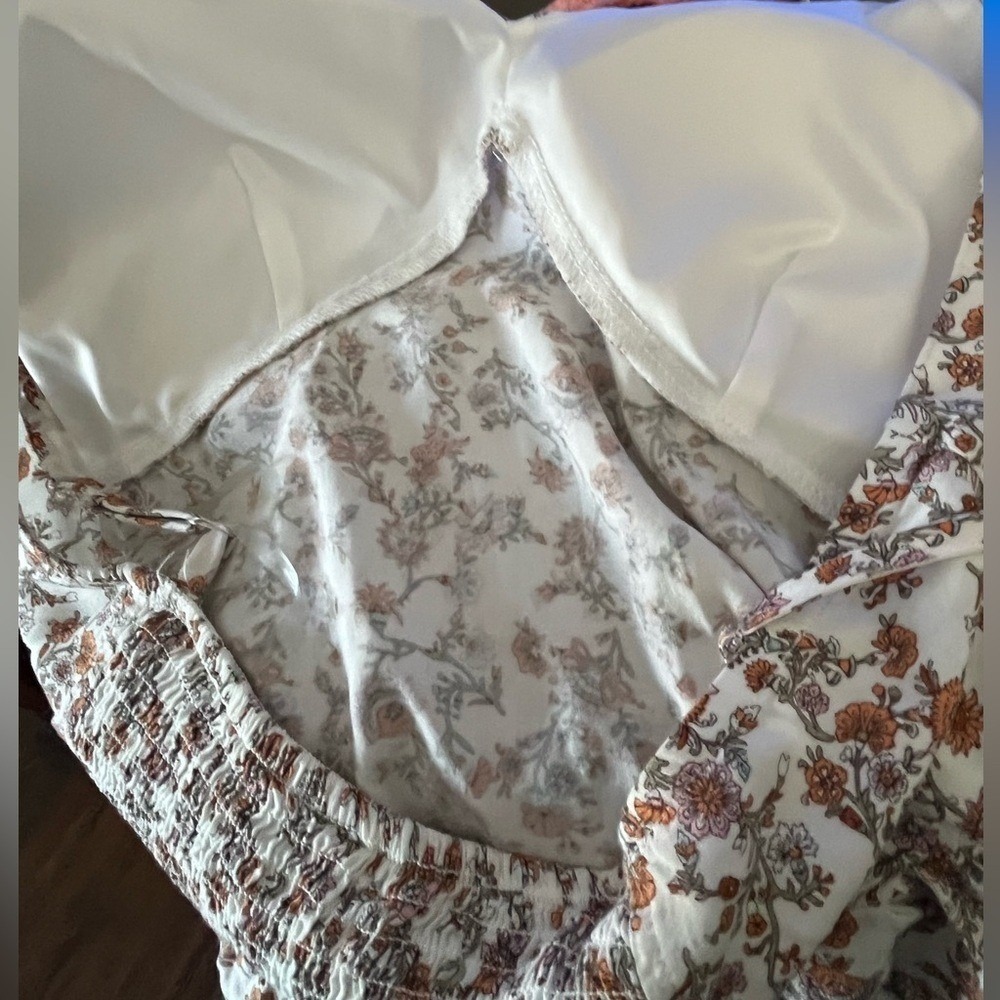 NO BOUNDARIES Floral Cami Babydoll Tank Top Womens XL 15-17 White Boho Summer - Picture 5 of 6